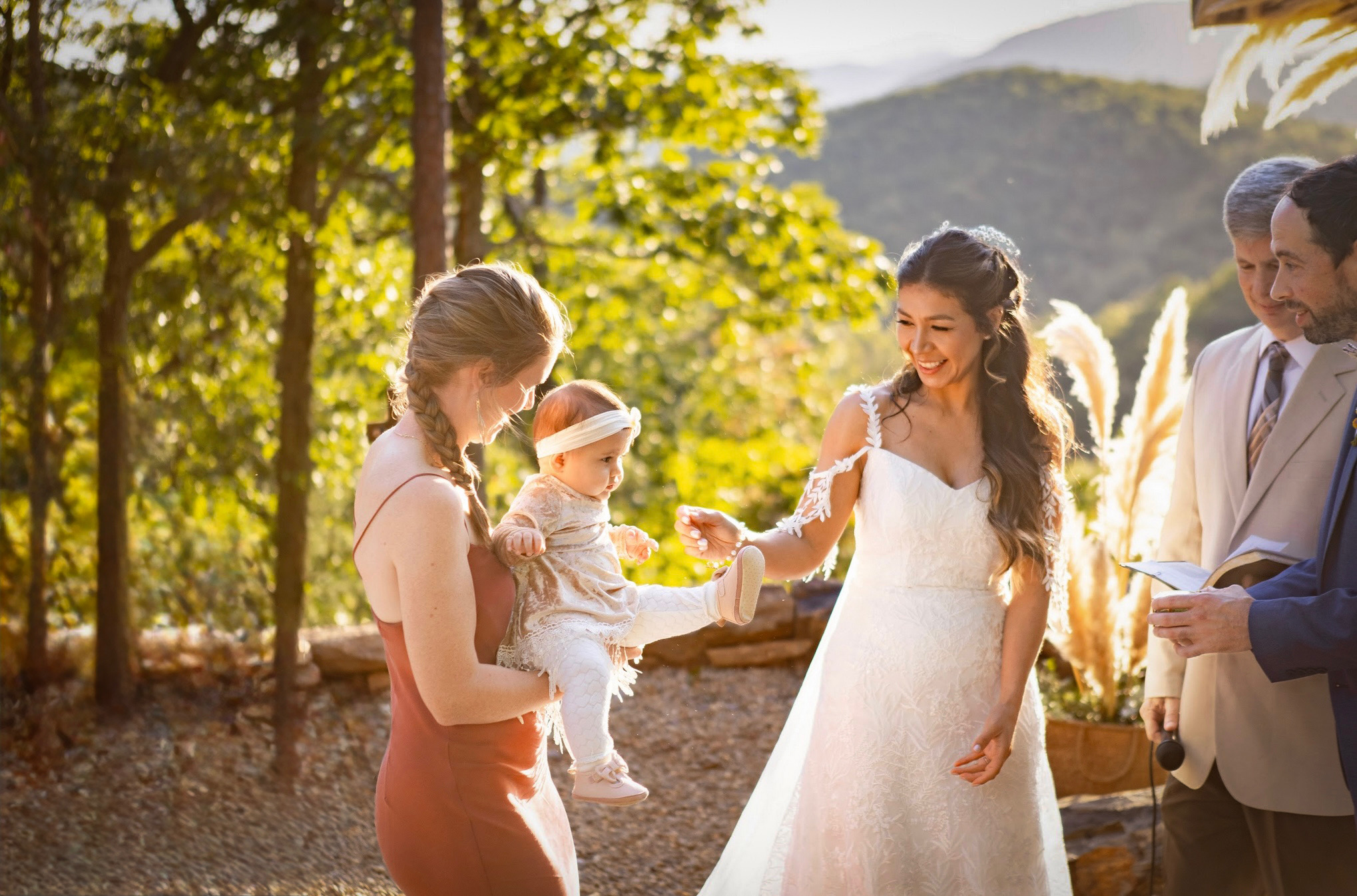 Bride preparing on the morning of her Blue Ridge mountain wedding